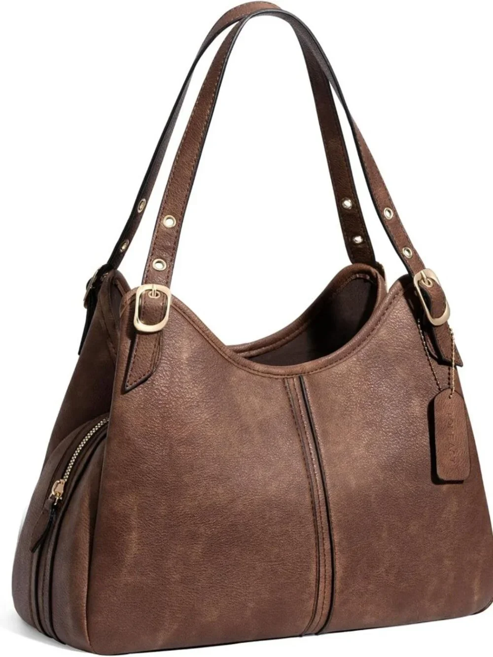 Vintage Soft Leather Hobo Handbag, Slouchy Crescent Shoulder Bag, Large Capacity